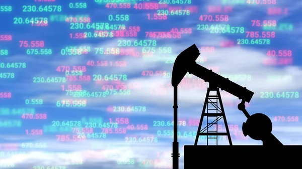 crued oil prices on blur cloud background. oil rate in global market.