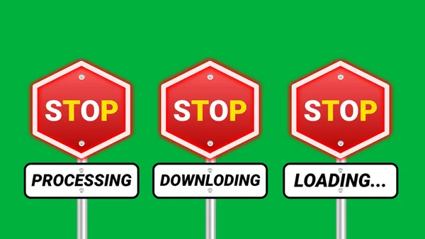 stop processing, downloading, and loading concept for online internet buffering.