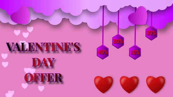 valentine day special offers background image with heart shape and persentage of sale
