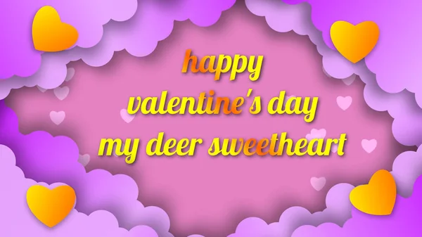 happy valentine\'s day my deer sweetheart in pink gradient colour with pink clouds. concept for freedom of love.