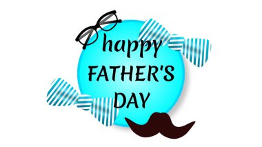 happy father's day sticker on white background with goggles, bow tie and muchtech.