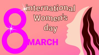 international women's day on 8 March illustration with women's face and hair.