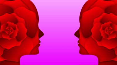 two rose in girl face icon. creative illustration for women and girl care.