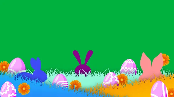 Little Bunny Grass Land Easter Holiday Green Background — Stock Photo, Image