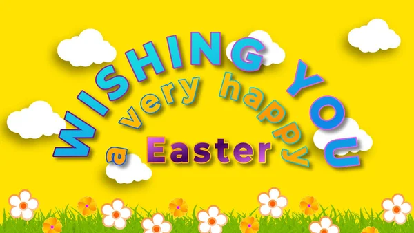 curve text style using for Easter holiday wishes on beautiful background. happy Easter holiday concept.