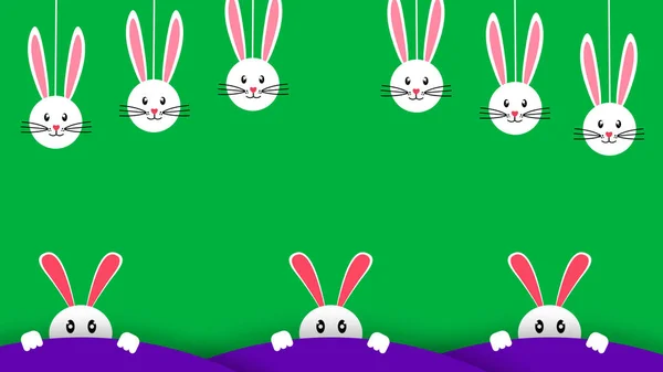 Paskalya Konsepti Yeşil Ekranda Şirin Tavşan Yüzleri Kullanarak — Stok fotoğraf