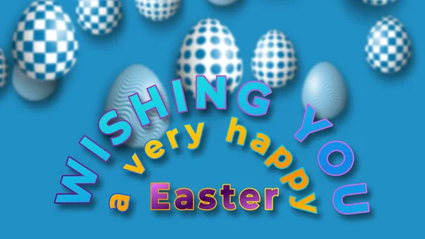 Wishing You Very Happy Easter Text Line Blur Easter Egg — Stock Photo, Image