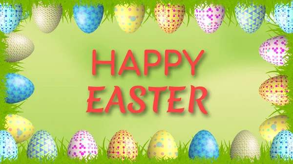 Happy Easter Greetings Easter Holiday Decorative Beautiful Easter Eggs Happy — Stock Photo, Image