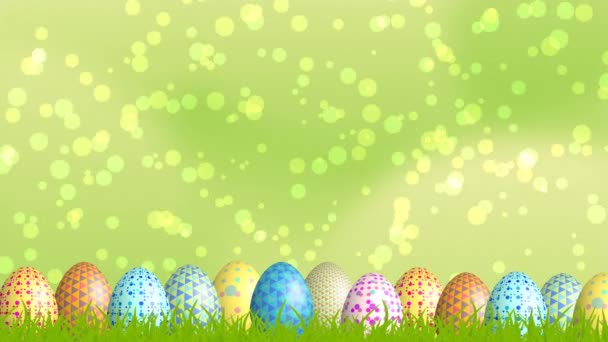 Velikonoční Dekorace Záběry Rozmazané Zelené Pozadí — Stock video