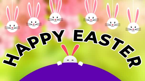 Половина Кроля Дивиться Анімацію Розмахуючи Кролика Обличчя Побажання Великдень — стокове відео