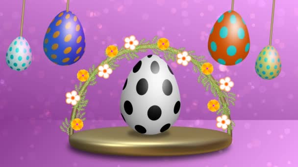 Piękne Urządzone Platforma Wielkanoc Wakacje Kwiatami Swinging Jaj — Wideo stockowe