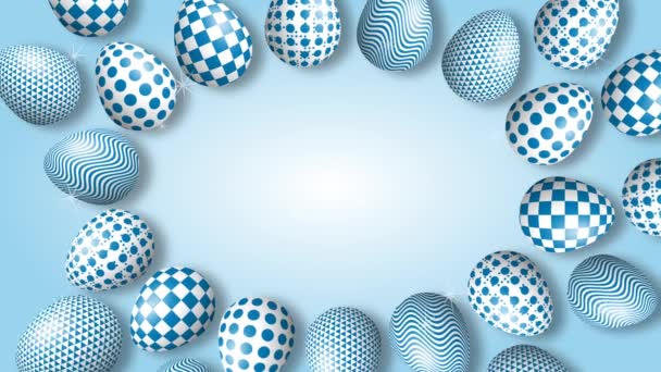 Modrá Texturovaná Velikonoční Vajíčka Uvítacím Prostorem Uprostřed — Stock video