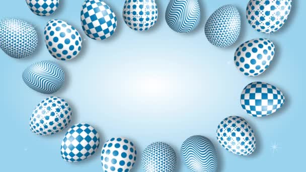 漂亮的彩蛋和复活节祝福动画 复活节假期的概念 — 图库视频影像