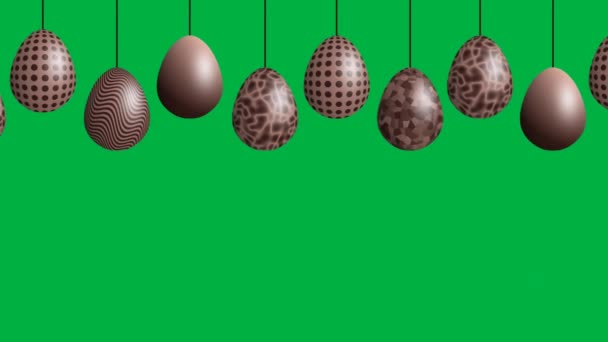 Mooie Chocolade Eieren Swingende Animatie Groen Scherm — Stockvideo
