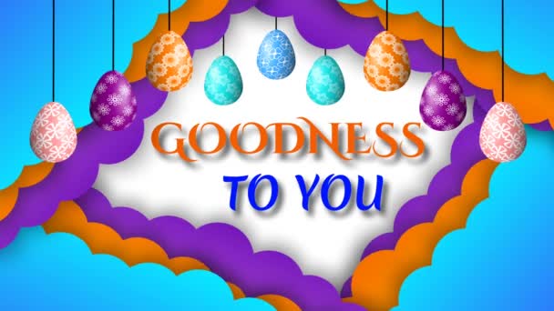 Beautiful Easter Wish Swinging Colorful Easter Eggs Moving Cloud White — Stock Video