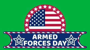 Animasyon silahlı kuvvetler günü çıkartması yeşil ekranda. ABD 'de ulusal tatil kavramı.