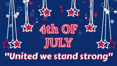4 Temmuz 'da ulusal bayrak dokusuyla ilgili bir yazı. Amerika 'da bağımsızlık günü için animasyon konsepti.