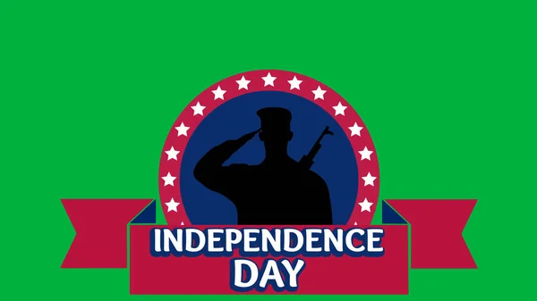Animowany Dzień Niepodległości Naklejka Zielonym Tle Lipca Jest Usa — Zdjęcie stockowe
