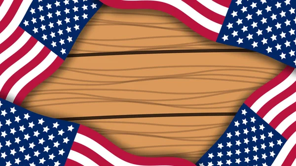 Drewniana Deska Pokryta Flagą Narodową Usa Koncepcja Święta Narodowego Imprez — Zdjęcie stockowe