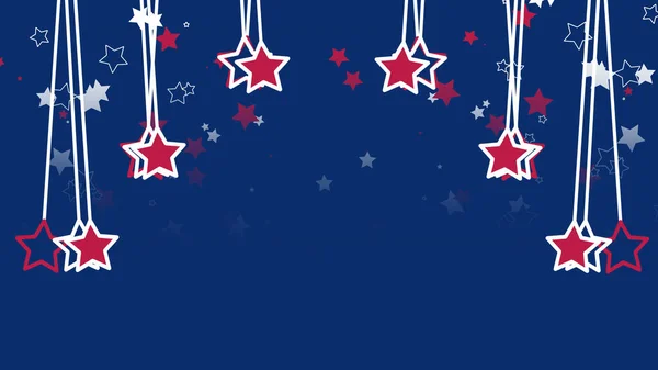 Swinging stars in usa flag colour and copy space for greetings for national holidays.