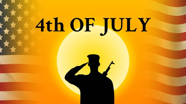 Temmuz Bağımsızlık Günü Gün Doğumunda Askerlerle Selamlaşma Günü Yaratıcı Bağımsızlık — Stok fotoğraf
