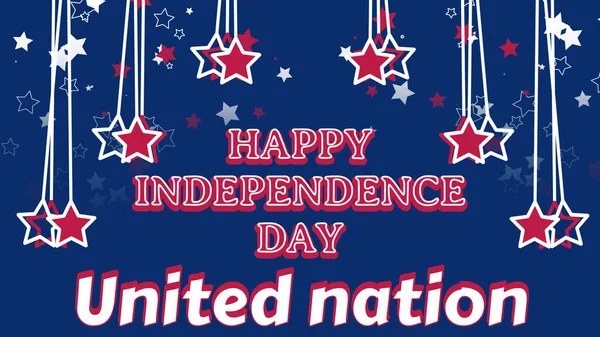 Szczęśliwy Dzień Niepodległości United Nation Word Line Hanging Floating Star — Zdjęcie stockowe