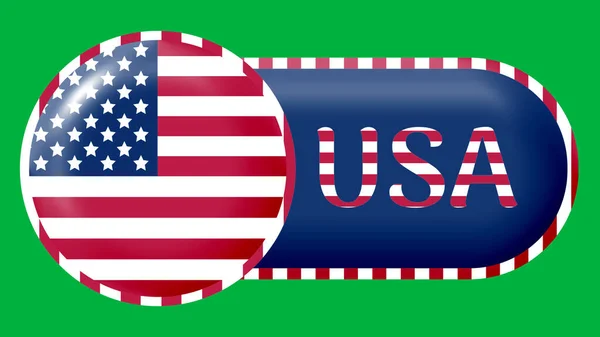 Стикер Сполучених Штатів Америки Короткою Формою Зеленому Екрані — стокове фото