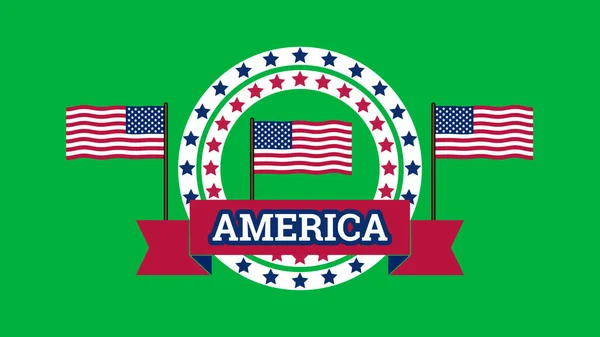 Animasyon Amerikan Bayrağı Renkli Çıkartma Yeşil Ekranda Ulusal Bayram Etkinlikler — Stok fotoğraf
