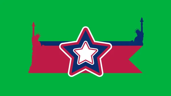 Etiqueta Engomada Animada Del Color Bandera Pantalla Verde Concepto Para —  Fotos de Stock