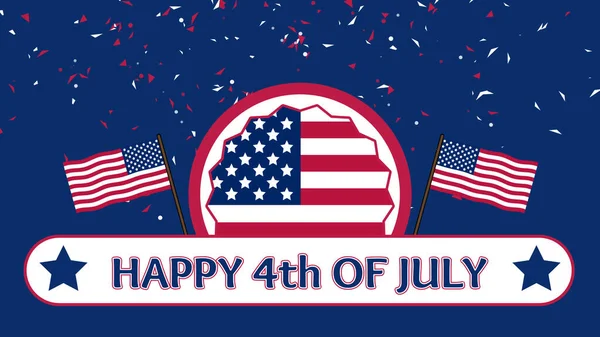 Feliz Julho Adesivo Animado Com Duas Bandeiras Felizes Cumprimentos Dia — Fotografia de Stock