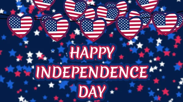 Feliz Dia Independência Ilustração Decorativa Usando Estrelas Flutuantes Coração Balançando — Fotografia de Stock