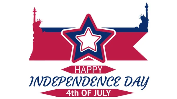 Glad Självständighetsdag Hälsningar Med Hjälp Två Staty Liberty Ikoner Vit — Stockfoto