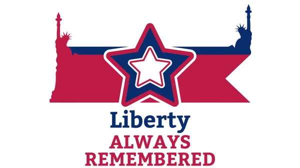 Liberty Altijd Herinnerd Animated Sticker Witte Achtergrond Met Twee Liberty — Stockfoto