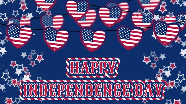 Χαρούμενη Ημέρα Ανεξαρτησίας Διακοσμητική Απεικόνιση Χρησιμοποιώντας Την Καρδιά Και Αστέρι — Φωτογραφία Αρχείου