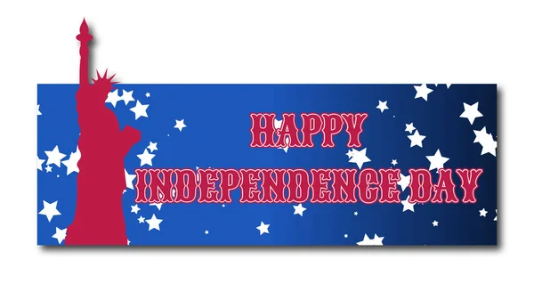 Glückliche Grüße Zum Unabhängigkeitstag Mit Freiheitsstatue Und Schwebenden Weißen Sternen — Stockfoto