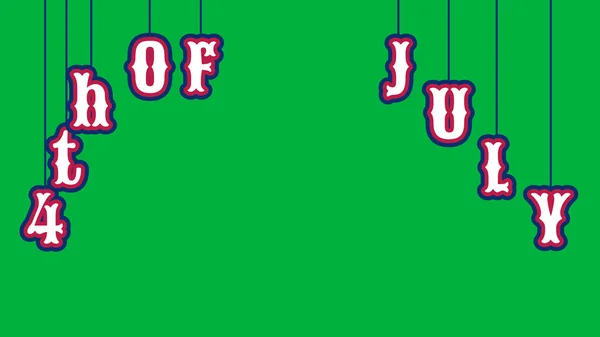 在绿色屏幕上摇动7月4日的文字 庆祝独立日和装饰的概念 — 图库照片