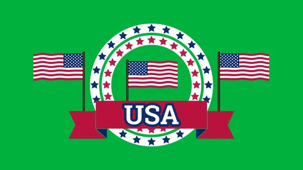 Animowany Pendrive Usa Flagą Gwiazdami Zielonym Ekranie Koncepcja Święta Narodowego — Zdjęcie stockowe