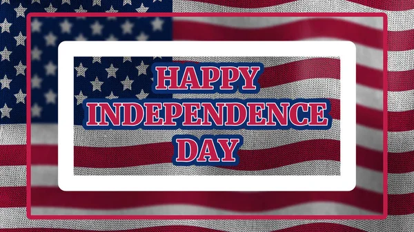 美国国旗质地上的独立日祝福 矩形形状的小模糊 — 图库照片
