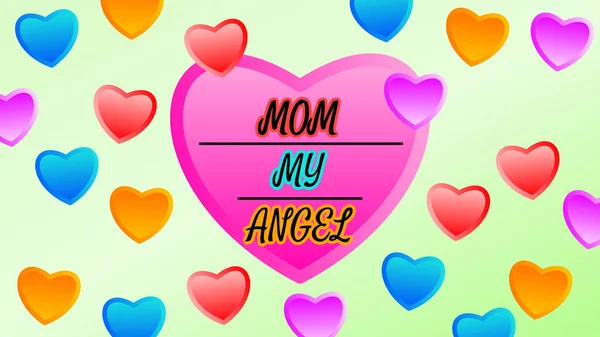 Mothers Day Concept Illustration Colorful Heart Shape Mom Angel Greeting — Stock Photo, Image