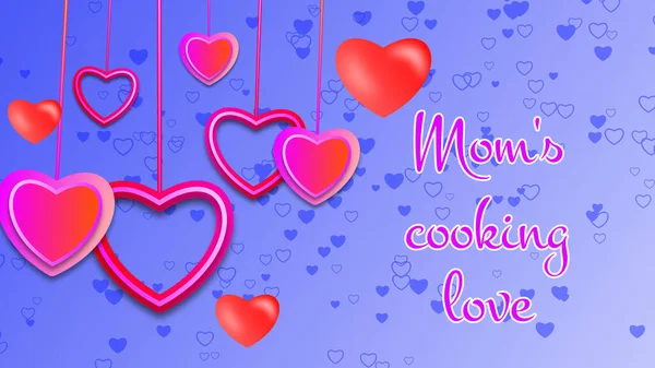 Mütter Kochen Liebe Illustration Für Muttertagsfeier Mit Buntem Herz — Stockfoto
