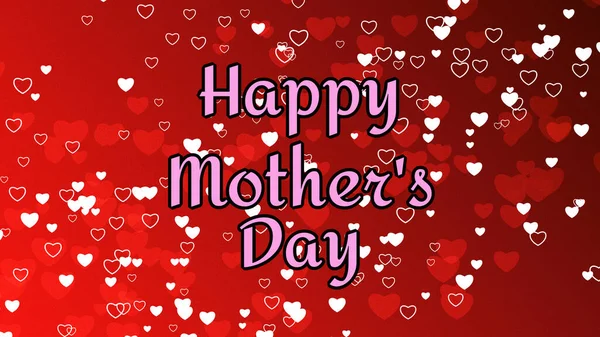 Щасливі Матері День Вітання Лінії Червоному Серці Фоні — стокове фото
