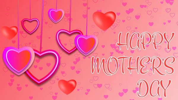 Happy Mothers Day Creative Illustration Pink Red Swinging Heart Shape — Stock Photo, Image