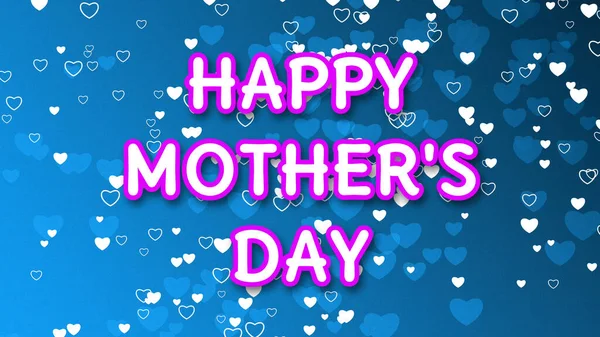 Gelukkig Moeders Dag Groeten Blauw Hart Achtergrond — Stockfoto