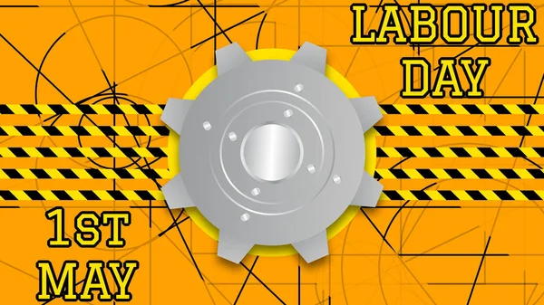 labour day first may concept image with gear and safety lines.
