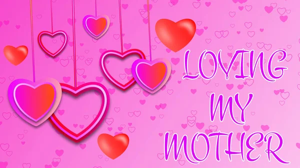 Liebe Meine Mutter Und Hängende Herzform Kreative Illustration Zum Muttertag — Stockfoto