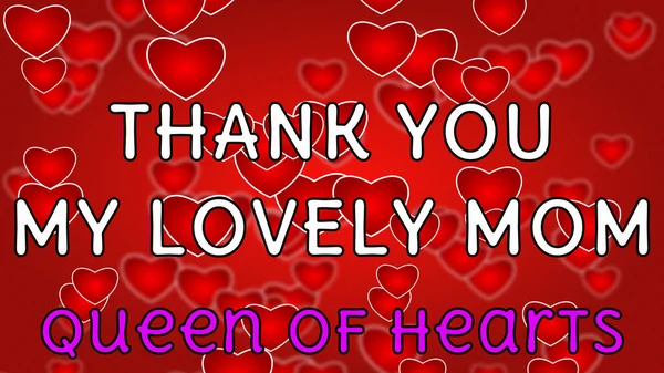 Спасибо Моей Милой Маме Королеве Сердец Строку Красном Сердечном Фоне — стоковое фото