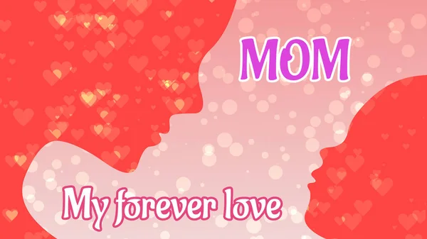 Mom Son Face Forever Love Quote Line Happy Mothers Day — Stock Photo, Image