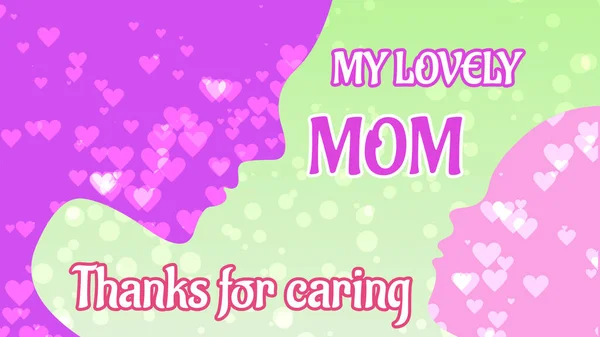 Lovely Mom Thanks Caring Massage Mother Son Face Floating Heart — Stock Photo, Image