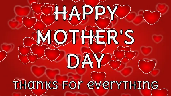 Glücklicher Muttertag Und Danke Für Alles Zitatzeile Auf Rotem Herzhintergrund — Stockfoto