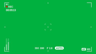 DSR kamera illüstrasyonunda yeşil ekran ile video kaydediliyor. kusursuz ve çevrilebilir kamera arayüzü görüntüsü